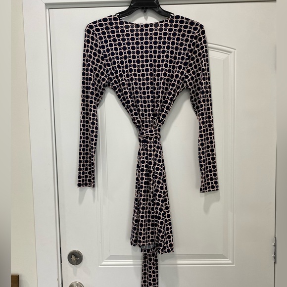 Women’s Wrap Dress; Navy & Red; Polka Dot; Size M - Picture 3 of 4